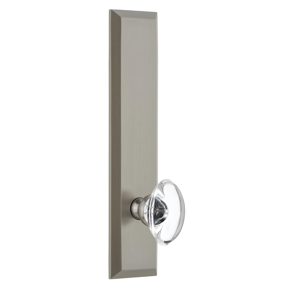 Grandeur by Nostalgic Warehouse FAVPRO Fifth Avenue Tall Plate Privacy with Provence Knob in Satin Nickel